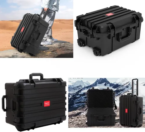 Miniatura 8 de Regetek Funda rígida impermeable, 27 x 20 x 13 pulgadas, funda rígida con ruedas, mango retráctil para cámara, dron, herramienta, electrónica, a