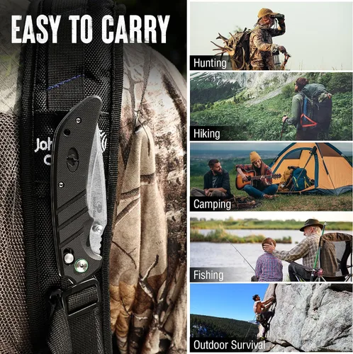 Miniatura 6 de Mossy Oak Cuchillo de bolsillo plegable, hoja de acero inoxidable con acabado stonewash de 4", cuchillo EDC, mango G10 con Axis Lock y clip