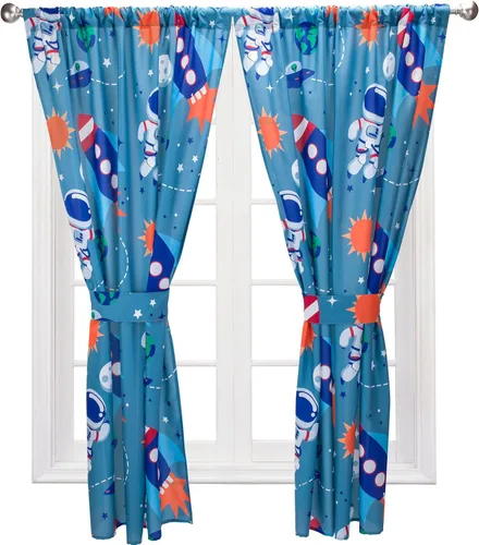 Miniatura 7 de Cortinas de sirena para dormitorio de niñas con caballitos de mar y estrella de mar; 4 cortinas temáticas de sirena para niños con 2 paneles de 82 x