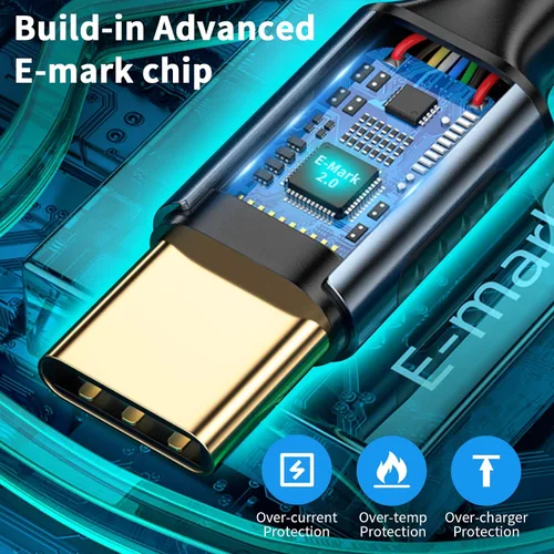 Miniatura 7 de Duttek Cable USB C de 240 W de 3 pies/3.3 ft, cable USB C a USB C PD 3.1, cable trenzado USB C macho a macho de nailon con chips inteligentes E-Mark