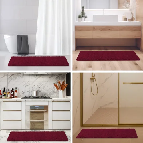 Miniatura 500 de Alfombra de baño pequeña de 12 x 18 pulgadas, lavable y absorbente, antideslizante, alfombra de baño de felpilla gruesa y suave para baño, ducha