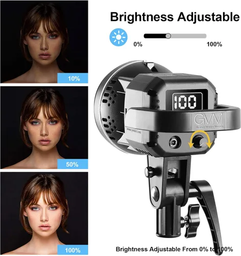 Miniatura 2 de GVM Great Video Maker Luz de video LED portátil de 80 W, luz blanca de 5600 K, luz de video equilibrada de luz diurna CRI 97+ iluminación continua