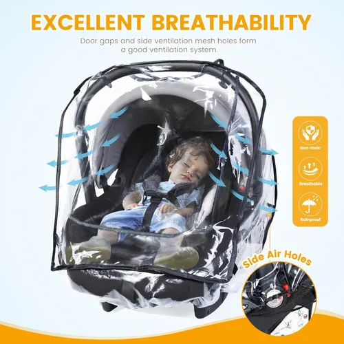 Miniatura 3 de Funda de lluvia universal para asiento de automóvil, EVA de grado alimenticio, protector impermeable contra la intemperie para asiento de automóvil