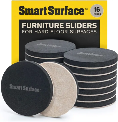 Smart Surface 8130 - Deslizadores móviles reutilizables de fieltro para muebles de superficie dura, 3-1/2 pulgadas, redondos, medianos, paquete de