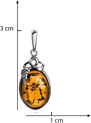 Miniatura 3 de Colgante de vid de plata de ley ámbar miel, Plata esterlina, Ámbar