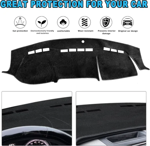 Miniatura 3 de POSAID Alfombrilla para salpicadero para Dodge Ram 1500 2500 3500, funda protectora personalizada para salpicadero Dodge Ram, Negro, 2010-2018