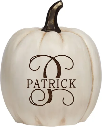 Let's Make Memories - Calabaza personalizable con luz y apellido familiar e inicial para decoración otoñal de Halloween, para interiores y Crema