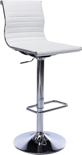 Miniatura 24 de Taburete de bar blanco de piel sintética ajustable en altura de mostrador con respaldo para isla de cocina, barra de desayuno