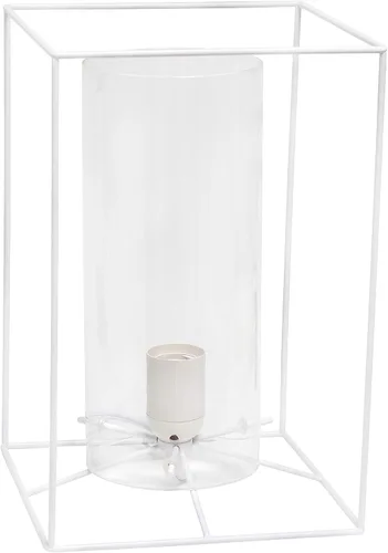 Miniatura 8 de Elegant Designs LT2069-WHT Lámpara de mesa pequeña de vidrio y metal, color blanco y transparente