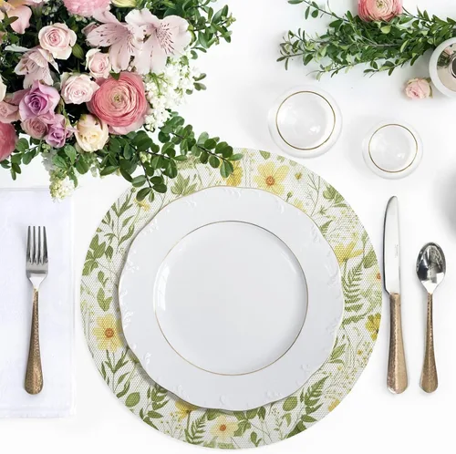 Miniatura 5 de Yellow White Wildflowers Place Mat, Washable Heat Place Mat for Kitchen one sizex1