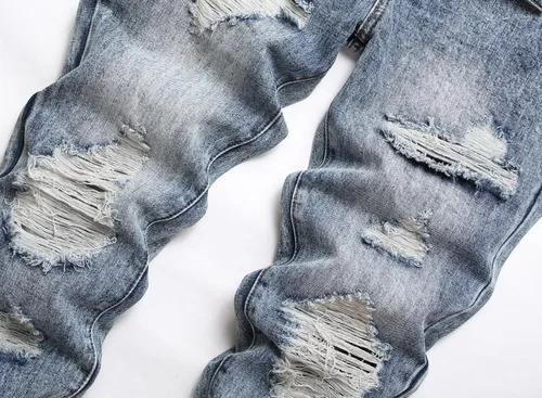 Miniatura 3 de OIIIO Pantalón vaquero de pierna recta rasgados para hombre