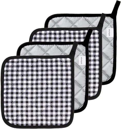 Miniatura 29 de Joyhalo Paquete de 6 agarraderas para ollas de cocina, agarradera de horno de algodón con gran resistencia al calor, almohadillas térmicas Especias