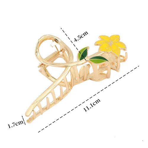 Miniatura 2 de Pinzas para el cabello de flores, de metal, grandes, antideslizantes, de sujeción fuerte, pasadores para el cabello floral, accesorios
