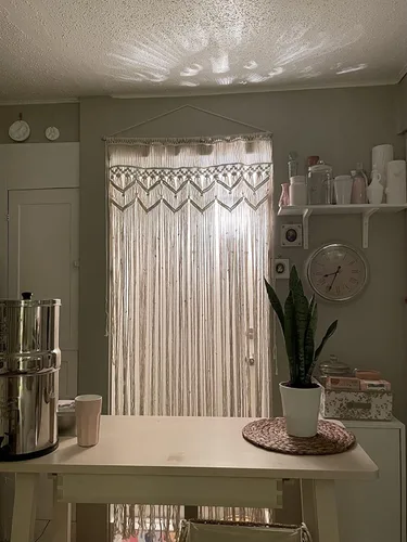 Miniatura 5 de Cortinas bohemias de macramé, cortina de macramé para colgar en la pared, cortina con cuentas decoración