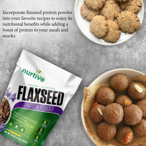 Miniatura 4 de Polvo de proteína de linaza a base de plantas, rica en omega-3 y antioxidantes, ideal para la recuperación después del entrenamiento, impulso