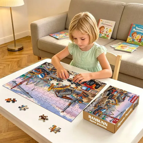 Miniatura 5 de 100 Piece Puzzles for Kids Ages 4-6 6-8 8-10, 100 Piece Construction Site Learning Educational Jigsaw Puzzles, Vehicle Kids Puzzles Ages 5-8 Gifts