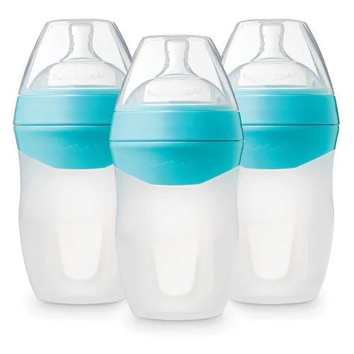 Miniatura 20 de Tiny Twinkle Biberón de silicona con agarre cómodo y pezón flexible suave, biberones suaves para recién nacidos y mayores (menta, 8 onzas)