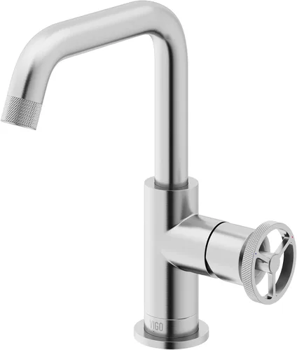Miniatura 26 de VIGO Cass - Grifo de baño de un solo orificio de 8 pulgadas de alto en níquel cepillado VG01046BN