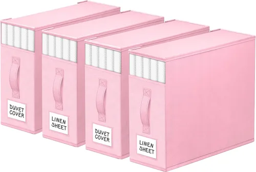 Miniatura 16 de StorageTastic Paquete de 4 Organizadores de Armario para Sábanas y Almacenamiento, Contenedores de Almacenamiento Plegables Resistentes con Ventana