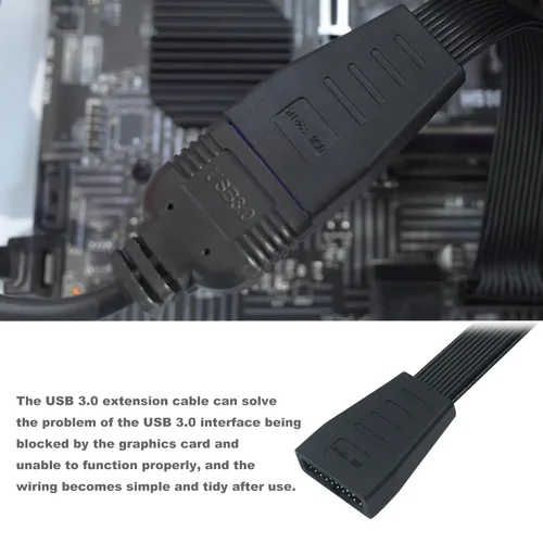 Miniatura 8 de COMeap Paquete de 2 cables de extensión de cabezal USB 3.0, adaptador interno pequeño mini USB 3.0 de 19/20 pines para placa base de 5.9 pulgadas
