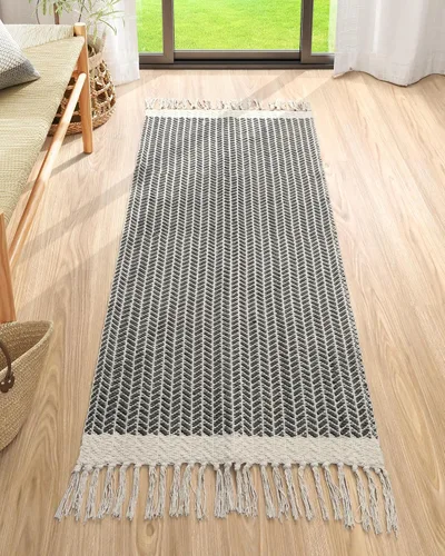 Miniatura 38 de Lahome Alfombras de baño bohemias, alfombra pequeña de 2 x 3 pies, alfombra ligera para entrada, alfombra de algodón tejida con borlas, alfombra