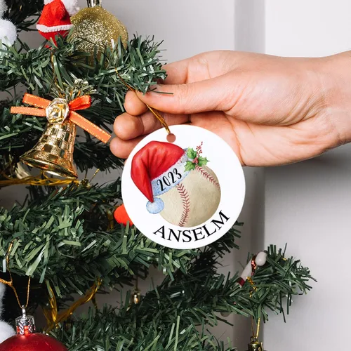 Miniatura 5 de Adorno de Navidad de béisbol para niños, adorno de Navidad personalizado, adorno de jugador de béisbol, adornos para árbol de Navidad 2024, regalo