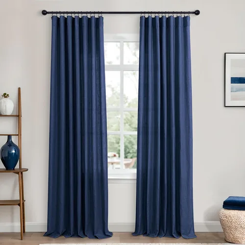 Miniatura 74 de KOUFALL Juego de 2 cortinas de puerta francesa, cortinas de lino para puerta/ventana, cortina transparente boho para cristal lateral delantero