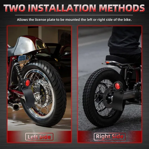 Miniatura 6 de Amazicha Soporte de placa de matrícula de montaje lateral curvado con agujero de eje de 3/4 pulgadas compatible con Harley Touring Sporster Bobber