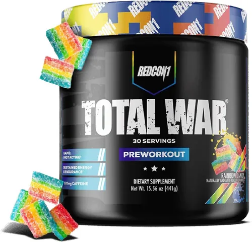Miniatura 10 de REDCON1 Total War - Suplemento para antes del entrenamiento, Uva - Preentrenamiento con cafeína de acción rápida para hombres + mujeres con beta