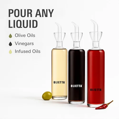 Miniatura 6 de Olietta Dispensador de Aceite de Oliva Botella de Vidrio Borosilicato - 4.2 oz 125ml Dispensador Antigoteo - Vertedor a Prueba de Fugas Rociador