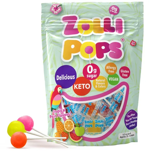 Miniatura 29 de Zollipops Caramelo y manzana verde, 10.4 onzas, sin azúcar, sin alergias, vegano, apto para dieta cetogénica y diabética, caramelo de dientes limpios