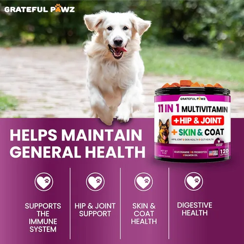 Miniatura 4 de Multivitamínico masticable con glucosamina para perros, vitaminas y suplementos para perros, multivitamínico para adultos mayores y cachorros