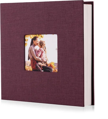 Miniatura 37 de HoneyTolly Álbum de fotos autoadhesivo para fotos de 4 x 6 imágenes, cubierta magnética de lino, 15 hojas/30 páginas en blanco para bodas Beige claro
