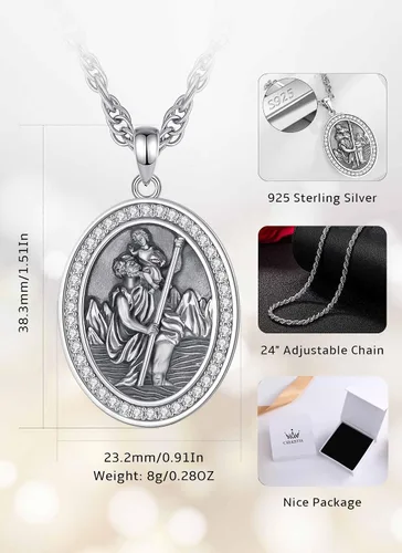 Miniatura 215 de CELESTIA Medallas de plata de ley 925 San Miguel/San Cristóbal/San Benito/San Gabriel/Virgen María/Jesús/Caravaca/Metatrón/Sello de los Siete