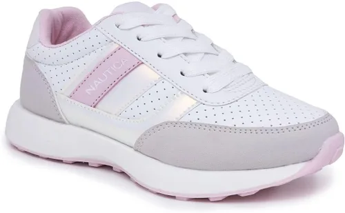 Nautica Zapatos de moda para niñas, tenis bajos con cordones para niños grandes, niños pequeños y niños pequeños (tacón regularsuela de plataforma)