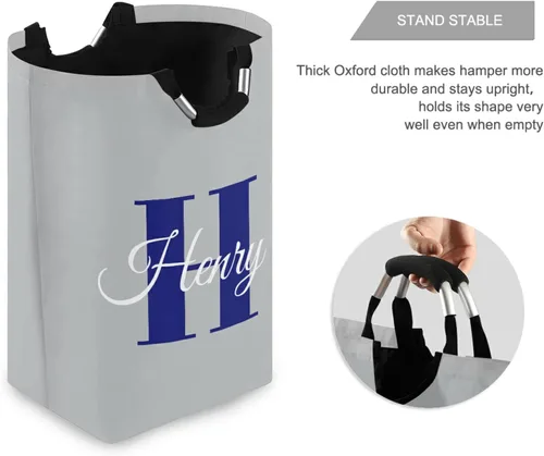 Miniatura 3 de Cesta de lavandería personalizada con tu nombre, bolsa de lavandería grande personalizada, plegable, de tela Oxford, elegante contenedor