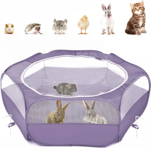Pawaboo Corralito para Animales Pequeños, Carpa de Jaula Impermeable para Mascotas Pequeñas con Cubierta con Cremallera, Cerca Portátil para Patio