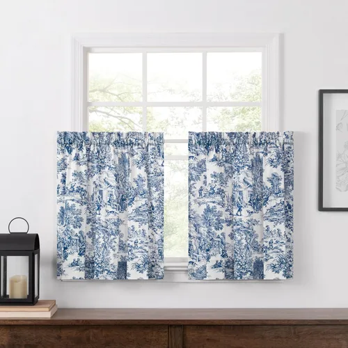 Victoria Park Toile - Cortinas a medida de 68 x 30 pulgadas, color azul