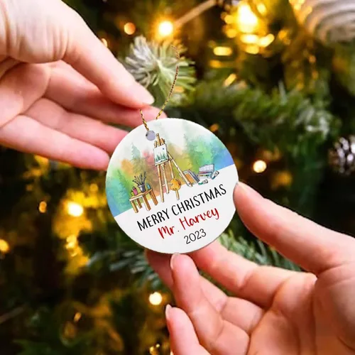 Miniatura 5 de Adorno de Navidad personalizado para artista, regalo de adorno de artista para árbol de Navidad, adorno de Navidad de pintor 2026, texto