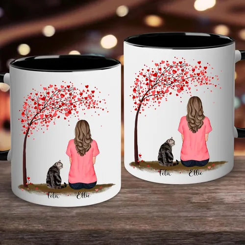 Miniatura 5 de WHIDOBE Taza personalizada de gato (1 gato) de 11 onzas, taza de 15 onzas para amantes de los gatos con avatar, gatito, nombres, regalo