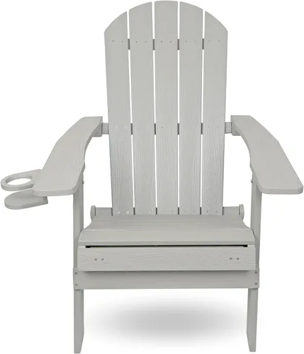 Miniatura 5 de Alpine Corporation Silla plegable Adirondack para exteriores de 38 pulgadas de alto con portavasos y otomana, diseño ergonómico clásico, muebles