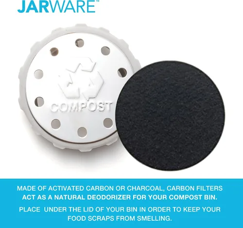 Miniatura 4 de Jarware Tapa de tarro de masón, tapa de compost de acero inoxidable para tarros Mason de boca ancha, con 4 filtros de carbón
