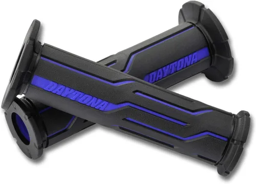 DAYTONA Empuñaduras universales de manillar de motocicleta de 7/8 pulgadas para viajes largos y cómodos con estilo (geométrico) (azul)