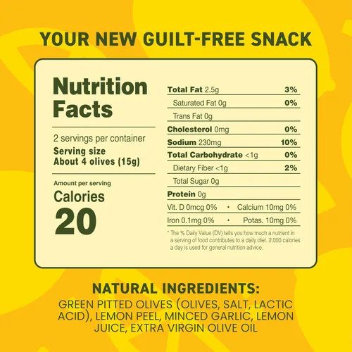 Miniatura 2 de Freestyle Snacks Paquetes de aperitivos de oliva, como se ve en Shark Tank, una sola porción, aceitunas verdes frescas sin hueso, cultivadas