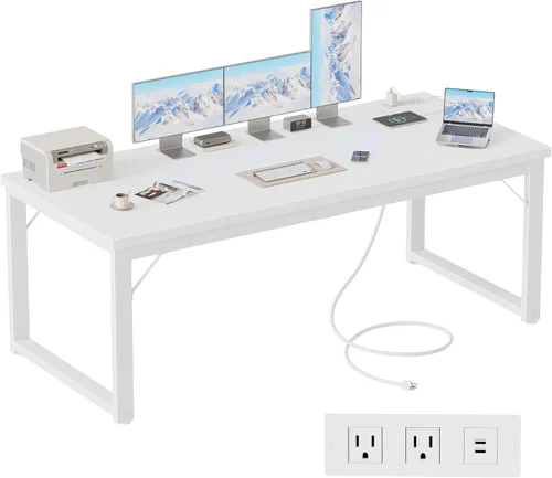 Miniatura 23 de Mericonia Escritorio para computadora de 40 pulgadas, escritorio ejecutivo moderno y grueso, mesa de escritura simple resistente para el hogar, roble