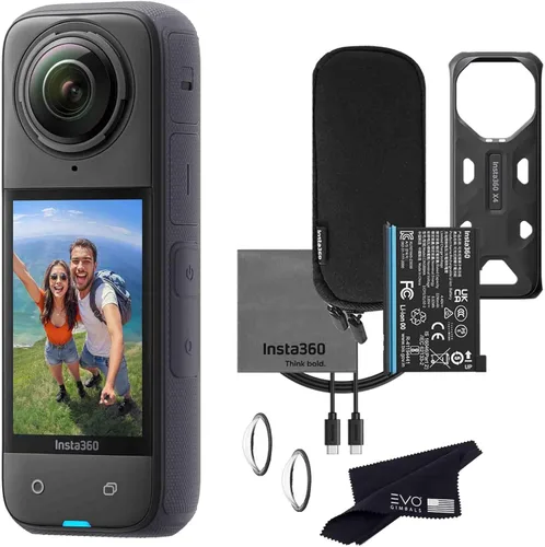 Insta360 X4 8K 360 Cámara de acción impermeable, 8K 360, estabilización, pantalla táctil, edición de IA, transmisión en vivo, cámara web, control