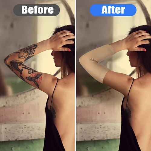 Miniatura 2 de Vicenpal 2 pares de mangas para cubrir tatuajes para el antebrazo para mujeres y hombres, cubierta de compresión para la parte superior del brazo