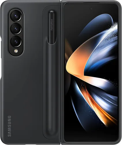 Funda Samsung Galaxy Z Fold4 con soporte para S Pen y soporte para bolígrafo S, funda protectora con pata para visualización con manos libres, Negro