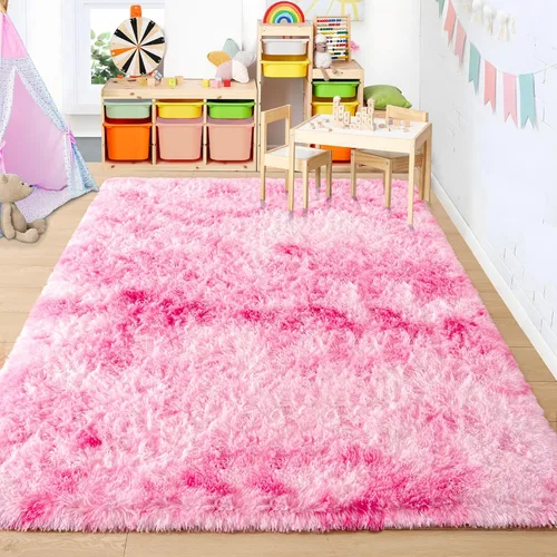 Miniatura 64 de Foxmas - Alfombra para centro de habitación, esponjosa y ultrasuave, para dormitorio, habitación de los niños, habitación del bebé, afelpada, Azul
