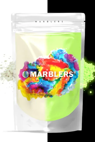 MARBLERS - Polvo de mica que brilla en la oscuridad, pigmento brillante ultravioleta, no tóxico, libre de crueldad, tinte luminoso para luz negra